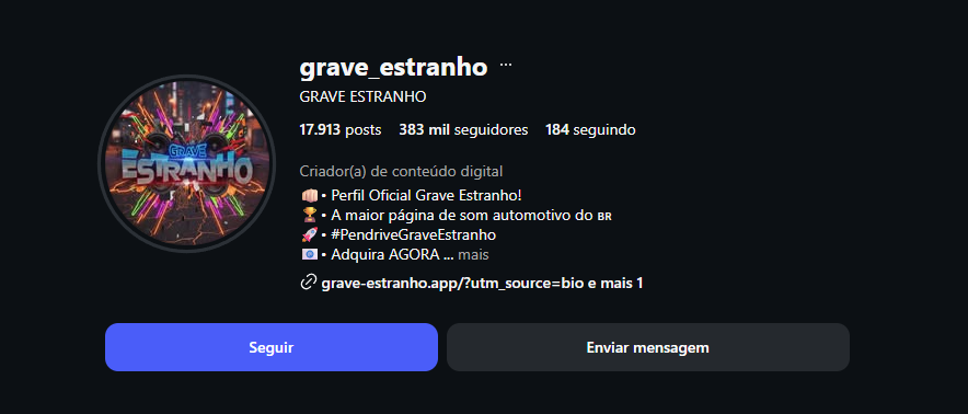 Perfil oficial grave_estranho no Instagram
